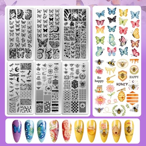 6 Sheets Nail Stamping Plate Butterfly Leaf Nail Art Stamp - color: Butterfly Leaf