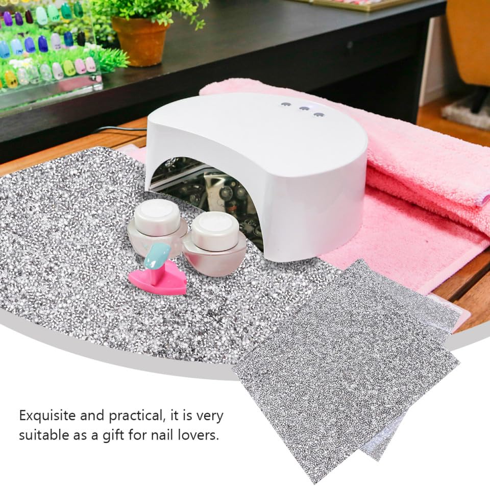 Silver Nail Art Mat Rhinestone 15.74 X 9.44 X 0.11 in